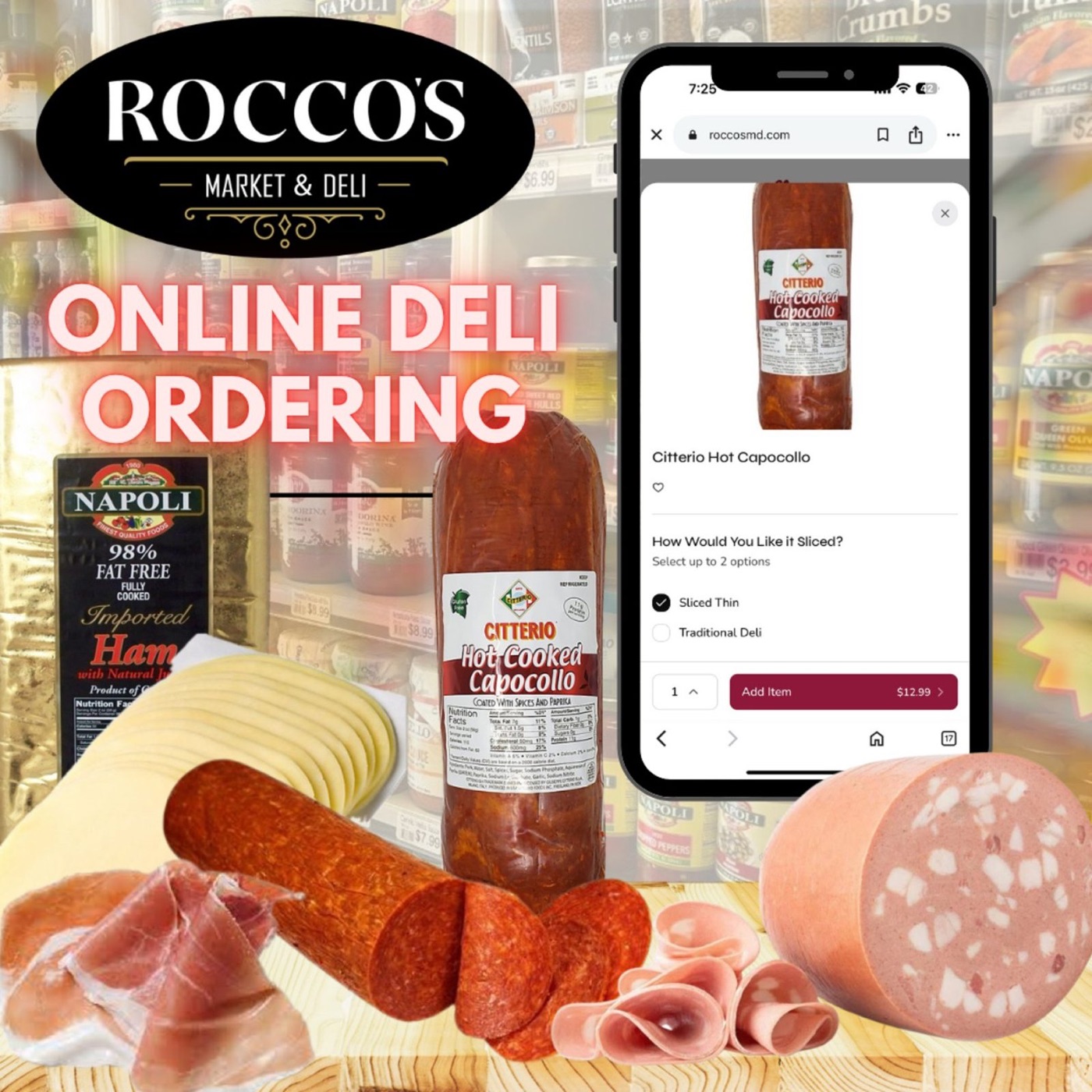 Fresh sliced Italian cold cuts